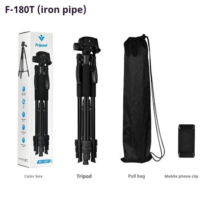 F180 Professional Tripod 180cm Phone HolderMultifunction Outdoor Portable Tripod for Live Streaming Photography Shooting Tripod