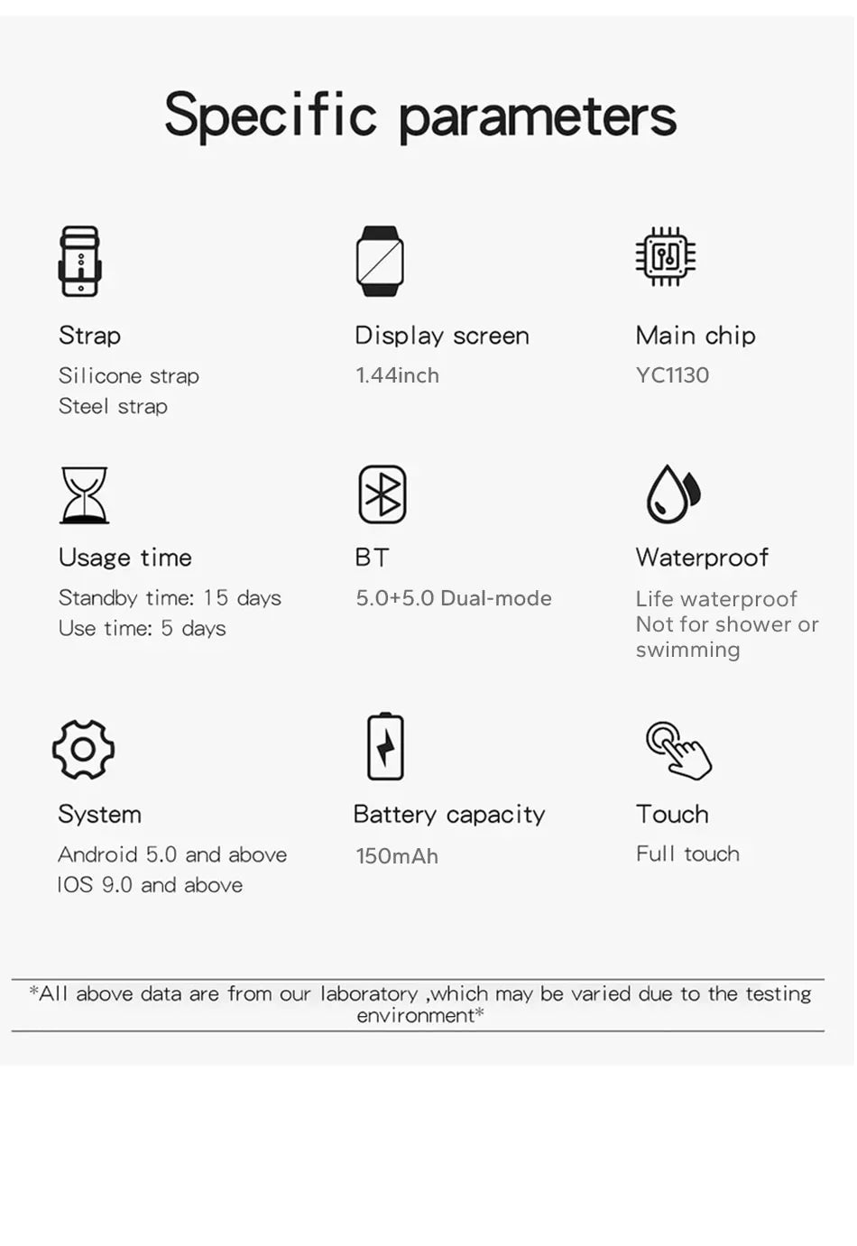 Smart watch for android phone.1.44 inch color screen full touch bluetooth call smart watch magnetic charging
