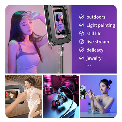 RGB Magnetic Handheld Ring Fill Light - Rechargeable for Phone Live Streaming, Photography, Desktop & Camera Cage Selfie Lightin