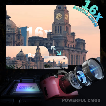 Professional Digital Camera 64MP&8K Video/Vlog Photography for Girls with App Control AF Focus Travel Camera Beginners Gifts