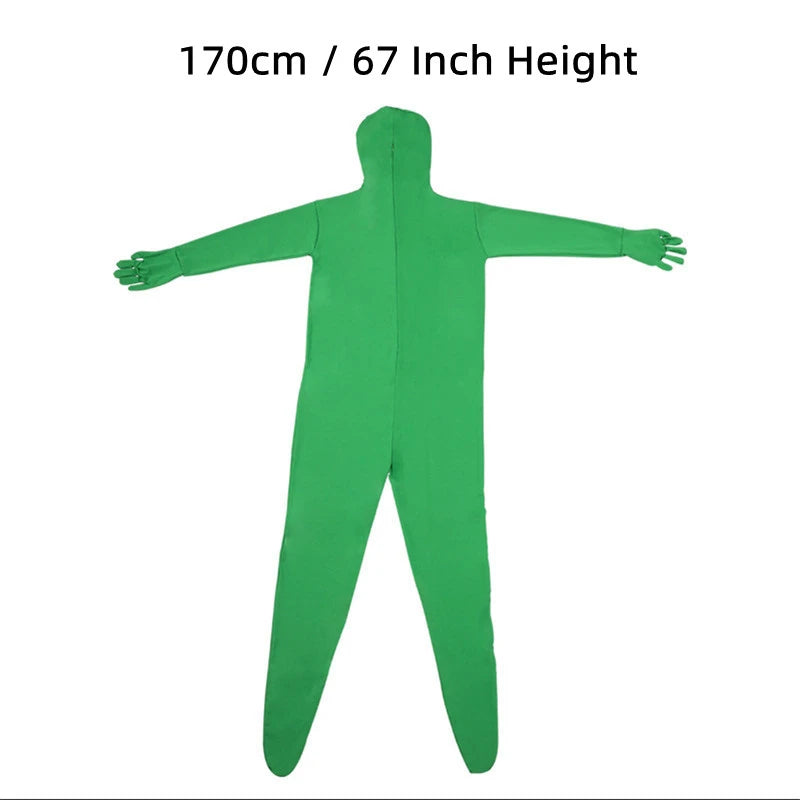 Stretchy Body Green Screen Suit Invisible Effect Tight Suit Bodysuit Unisex Costume for Photo Video Special Effect Festival