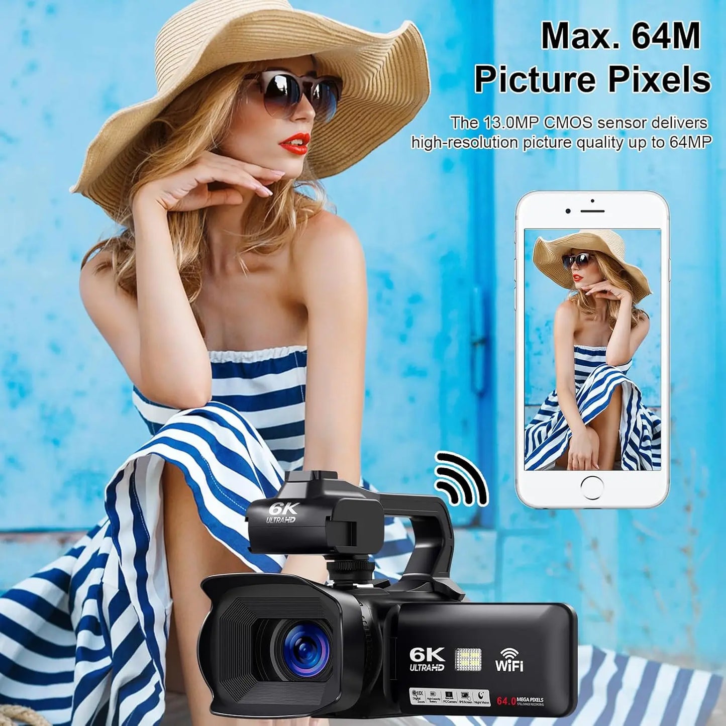 4K HD Video Cameras for Photography 64MP WiFi Livestream Webcam Camcorder 18X Digital Zoom Vlog Recording Camera for YouTube