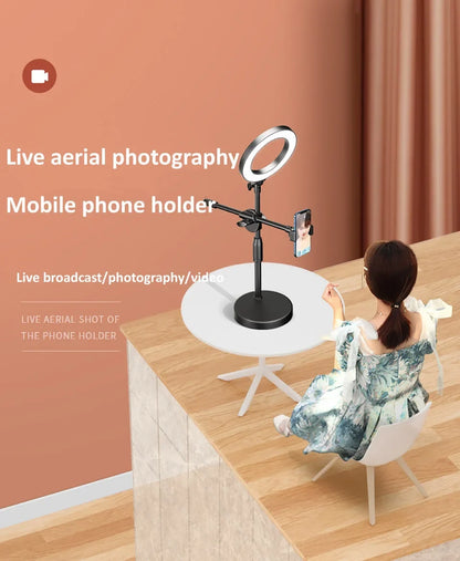 Ring Lamp Desktop Stand Lighting Professional Live Broadcast Fill Light For Nail Art With Tripod LED Ring Light Phone Holder
