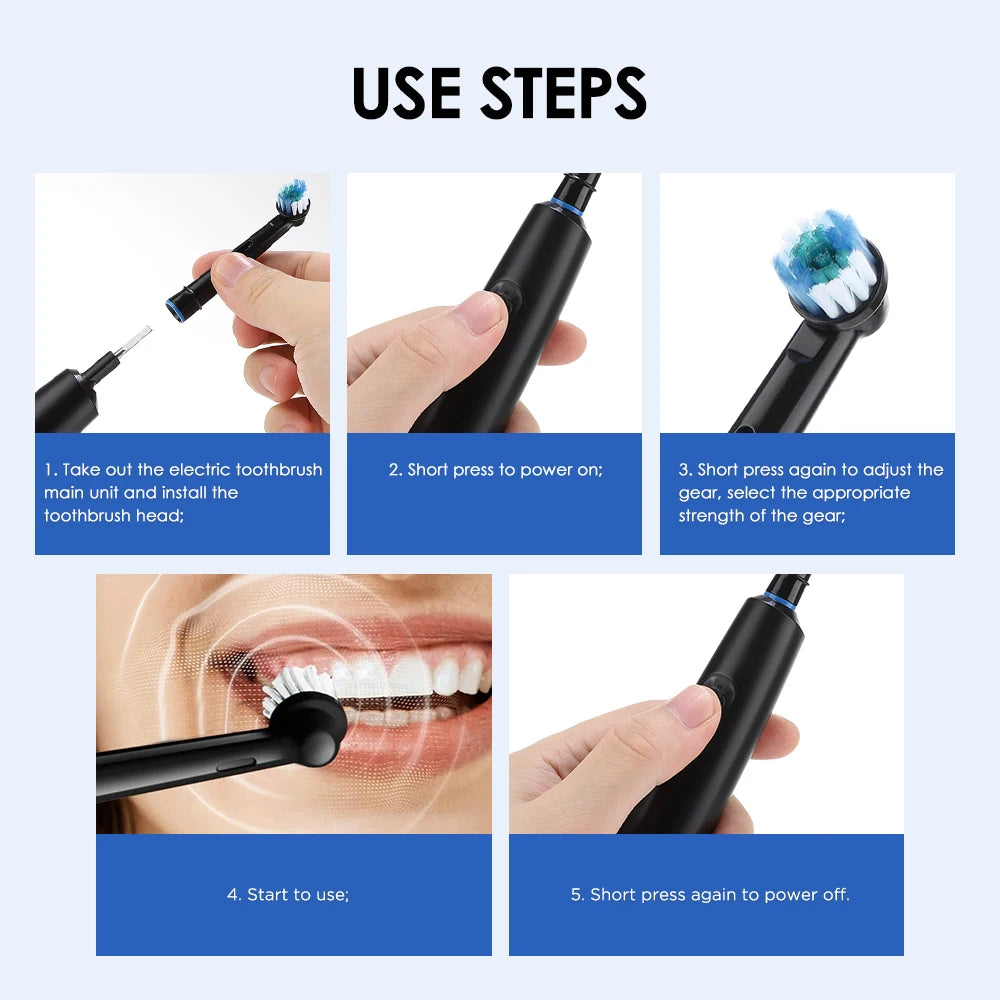Electric ToothbrushRotating for Adults Deep Cleaning Teeth Tooth Brush Rechargeable Power Smart Timer with 8 Brush Heads
