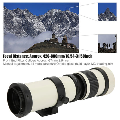 420‑800mm Lens Aperture F 8.3-16 Full Manual Focusing Telescope Zoom Telephoto Lens for EF‑S Mount Camera Lens