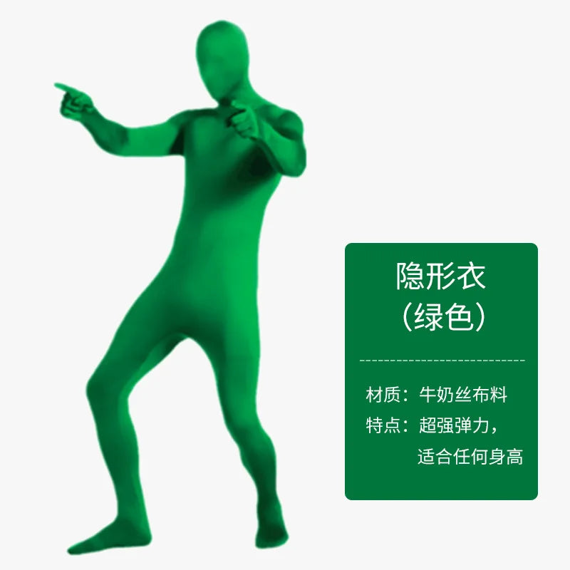 Green Screen Suit Jumpsuits for Movie Video Invisible Effect Full Body Photographic Filming Studio Props Adult Cosplay Costume