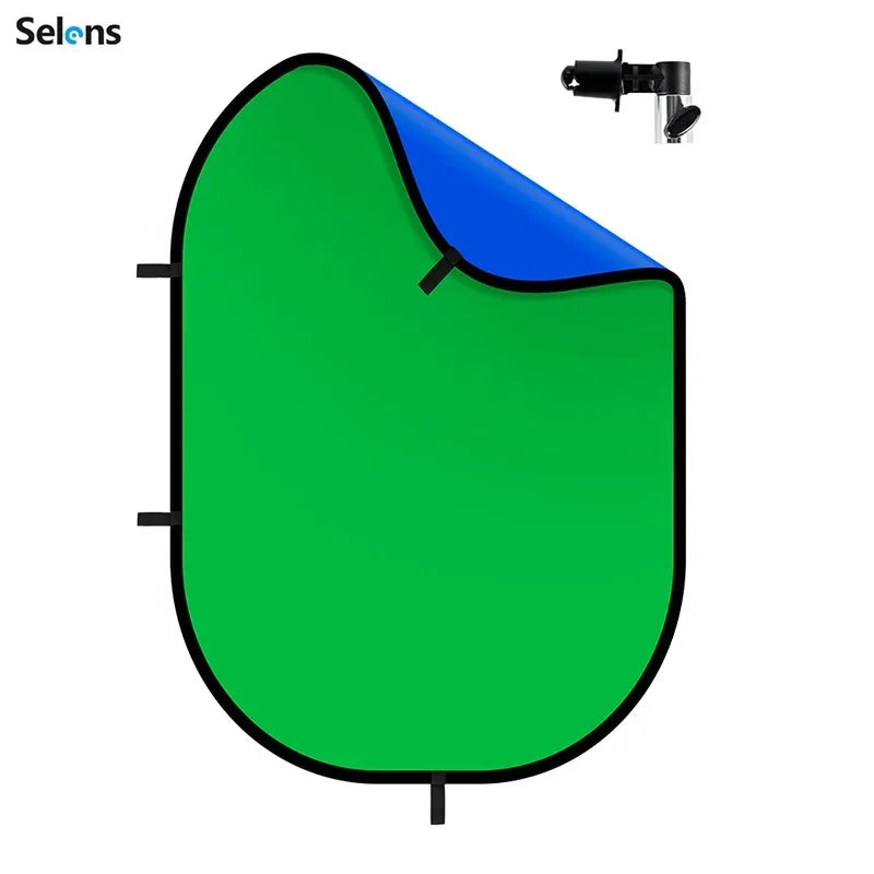 Selens 2-In-1 Green Blue Screen Backdrop Chromakey 1.5x2/1x1.5M Foldable Reflector Background for Live Streaming Photo Studio
