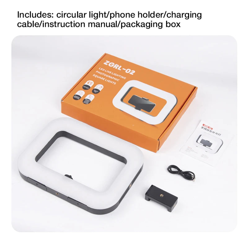 Handheld Ring LED Rechargeable Fill light Portable Mobile Phone Live Broadcast Photography Desktop Rabbit Cage Selfie Light