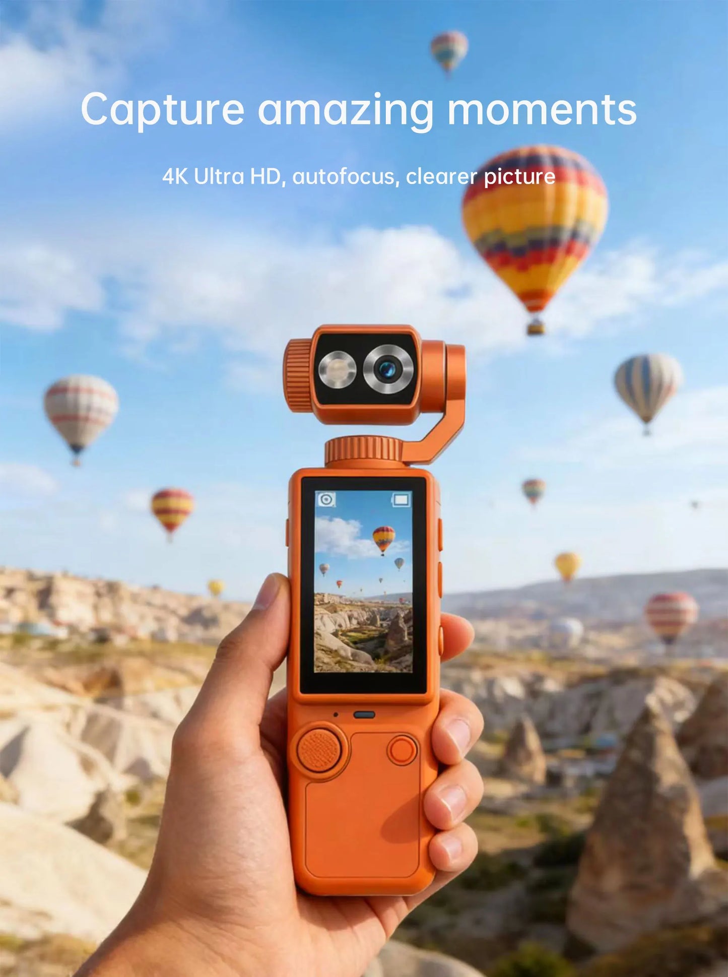 4K Vloging camera touch screen portable pocket action camera180° lens flip hand-held stabilizer fill light sports video cameras