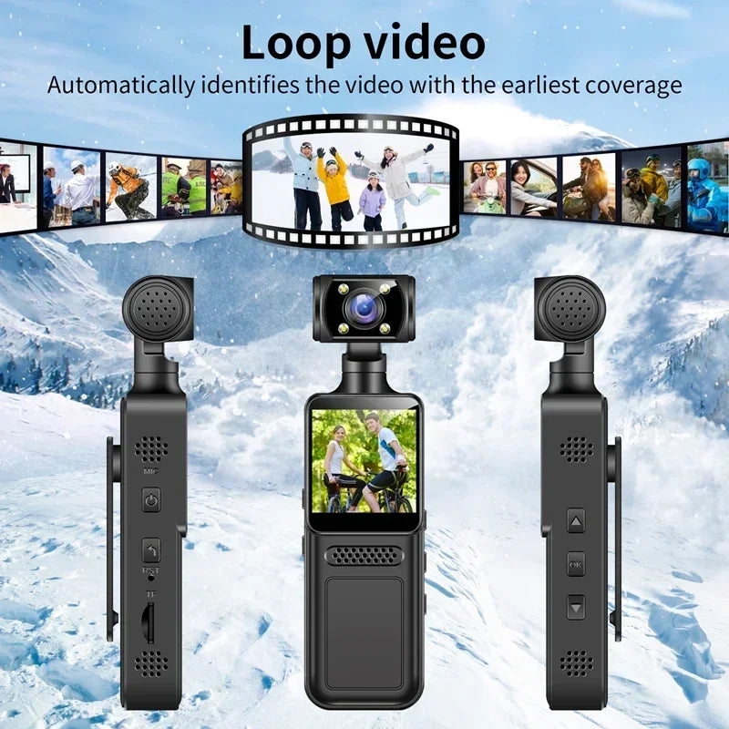 Lenovo 2026New Handheld Pocket 8K HD Camera 180 ° Rotating Mini Portable Camera Wearable Night Vision Outdoor Sports Camera