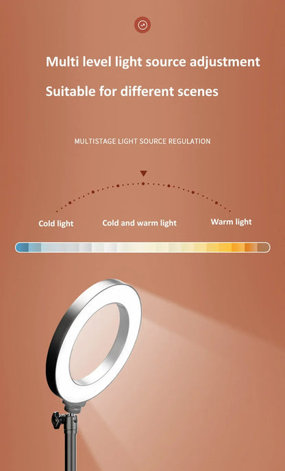 Ring Lamp Desktop Stand Lighting Professional Live Broadcast Fill Light For Nail Art With Tripod LED Ring Light Phone Holder