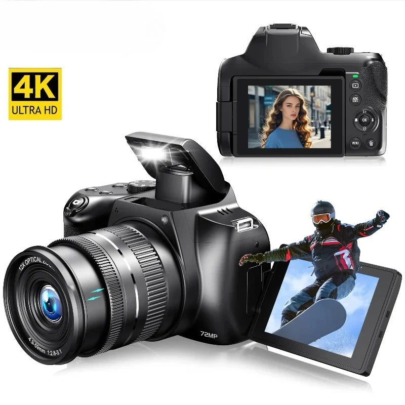 Digital Camera 4K 72MP 12X Optical Zoom UHD Professional photography Flash light Auto-Focus WIFI for INS Youtube Webcast