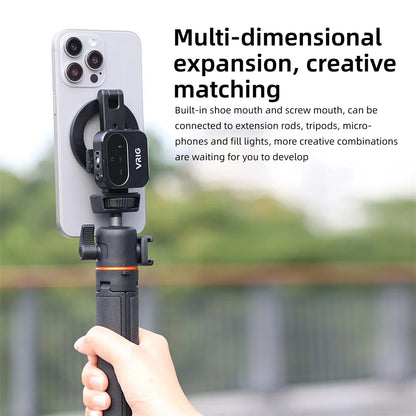 VRIG Magnetic Phone Holder Stand MagSafe Cold Shoe Tripod Mount w 1/4 Screw for iPhone Android Phone Desktop Live Streaming Vlog