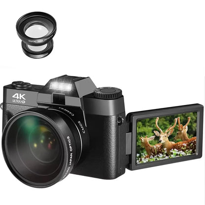 4K Compact Digital Photography Camera 16X 48MP Electronic Image Stabilization vlog Tiktok Ins Youtube Camcorder 3" Flip Screen
