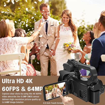 4K Professional Video Cameras for Photography 64MP Ultra HD 18X Digital Zoom Camcorder WIFI YouTube Live Streaming Vlog Recorder
