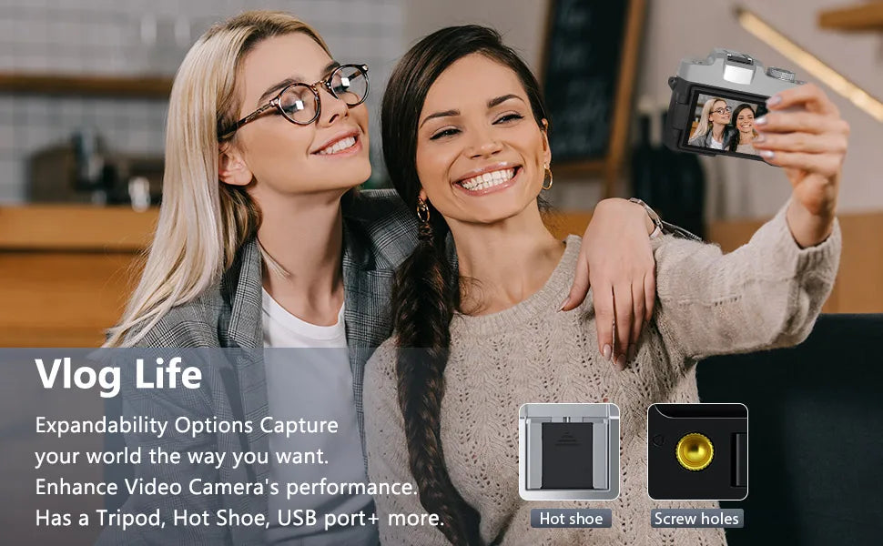 6K Digital Camera for Photography and Video Autofocus Anti-Shake 84MP YouTube Vlogging Camera 3'' 180° Flip Screen with Flash