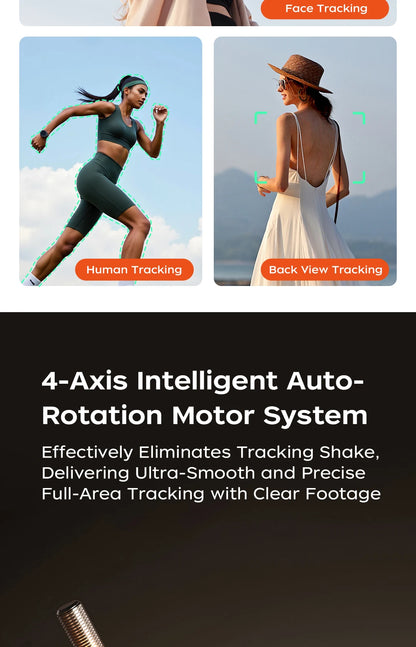 360° AI Face Tracking Gimbal Stabilizer Anti-Shake Telescopic Selfie Stick Tripod Phone Holder Smartphone Vlog Live Photography