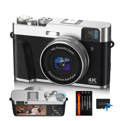 9PC 4K Digital Camera, 48MP Vlog , 16X Zoom, Auto Focus, 2.8'' Screen Photography Travel Selfie Household Professional Camera.