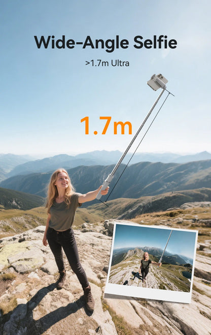 TELESIN Auto-Opening Tripod Selfie Stick with Remote Control Automatically Unfold Tripod Ground 1.7m Clamp-on Tripod for Phones