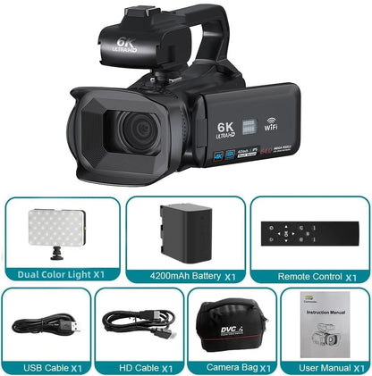 4K Professional Video Cameras for Photography 64MP Ultra HD 18X Digital Zoom Camcorder WIFI YouTube Live Streaming Vlog Recorder