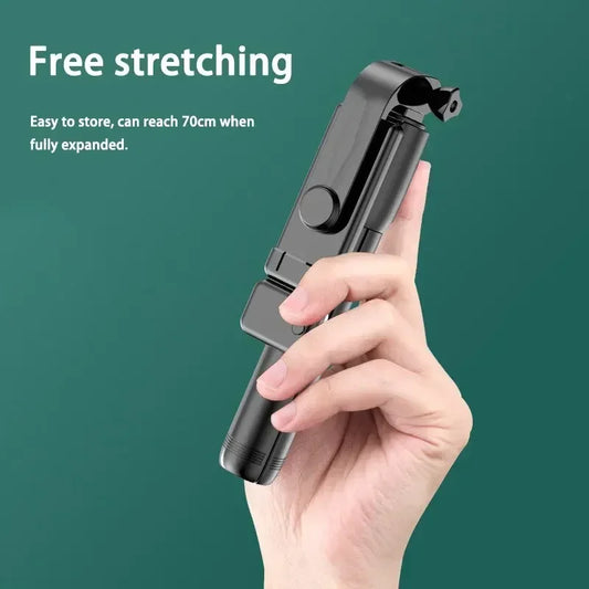 Selfie Stick Telescopic Travel Handheld Tripod Portable Phone Stand [700mm] Bluetooth Remote Extendable Phone Tripod