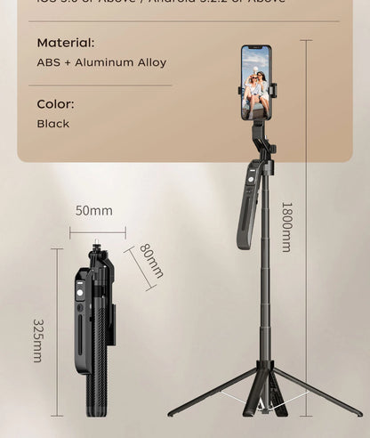 360° AI Face Tracking Gimbal Stabilizer Anti-Shake Telescopic Selfie Stick Tripod Phone Holder Smartphone Vlog Live Photography