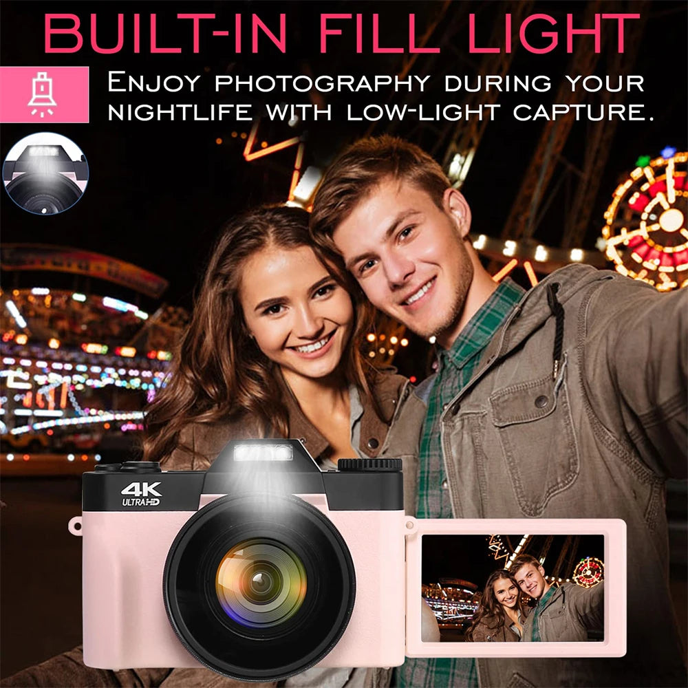 4K Digital Camera for Photography 48MP WiFi Auto Focus Livestream Video Camera 16X Digital Zoom YouTube Vlog Camera Flip Screen