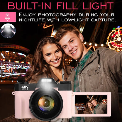 4K Digital Camera for Photography 48MP WiFi Auto Focus Livestream Video Camera 16X Digital Zoom YouTube Vlog Camera Flip Screen