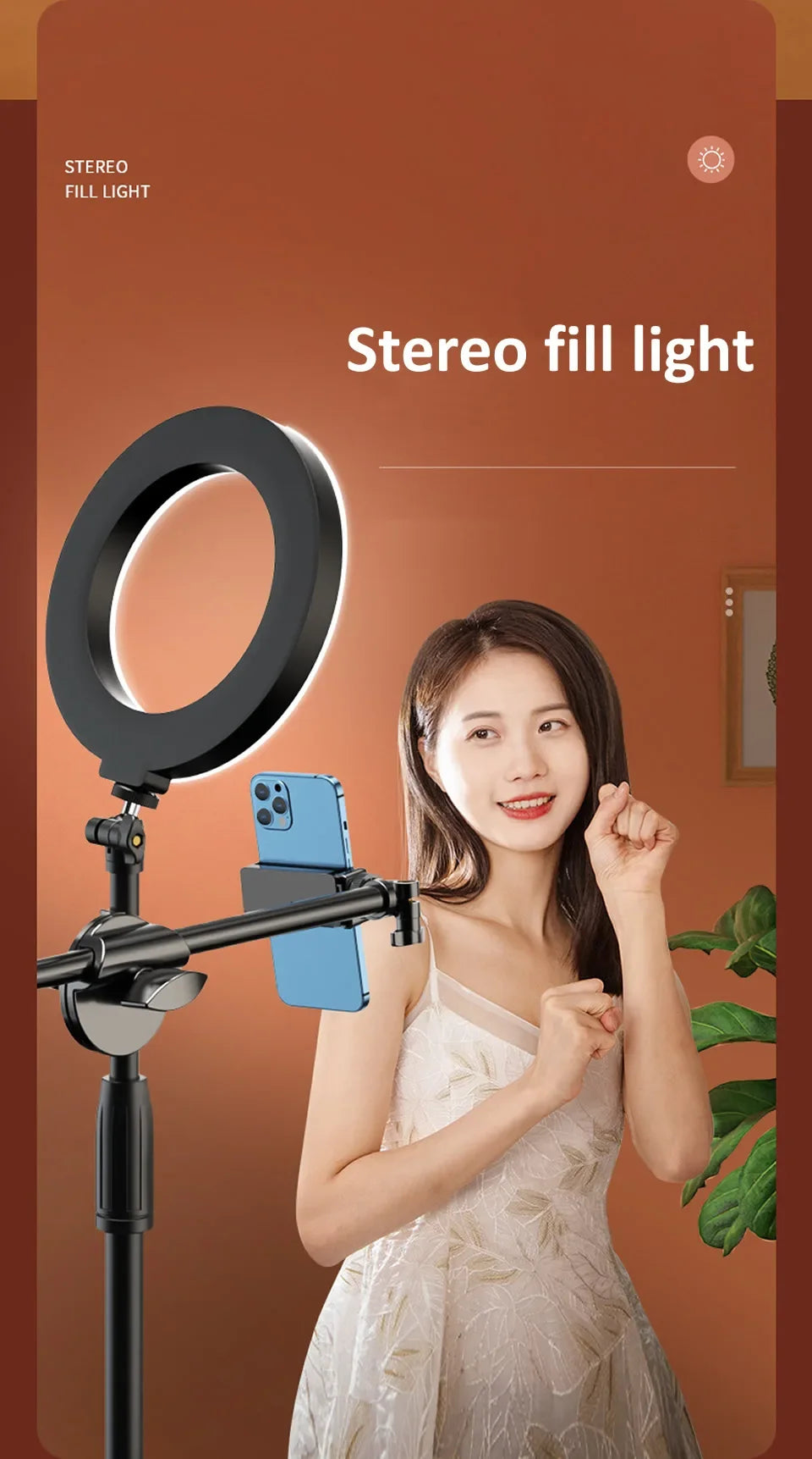 Ring Lamp Desktop Stand Lighting Professional Live Broadcast Fill Light For Nail Art With Tripod LED Ring Light Phone Holder