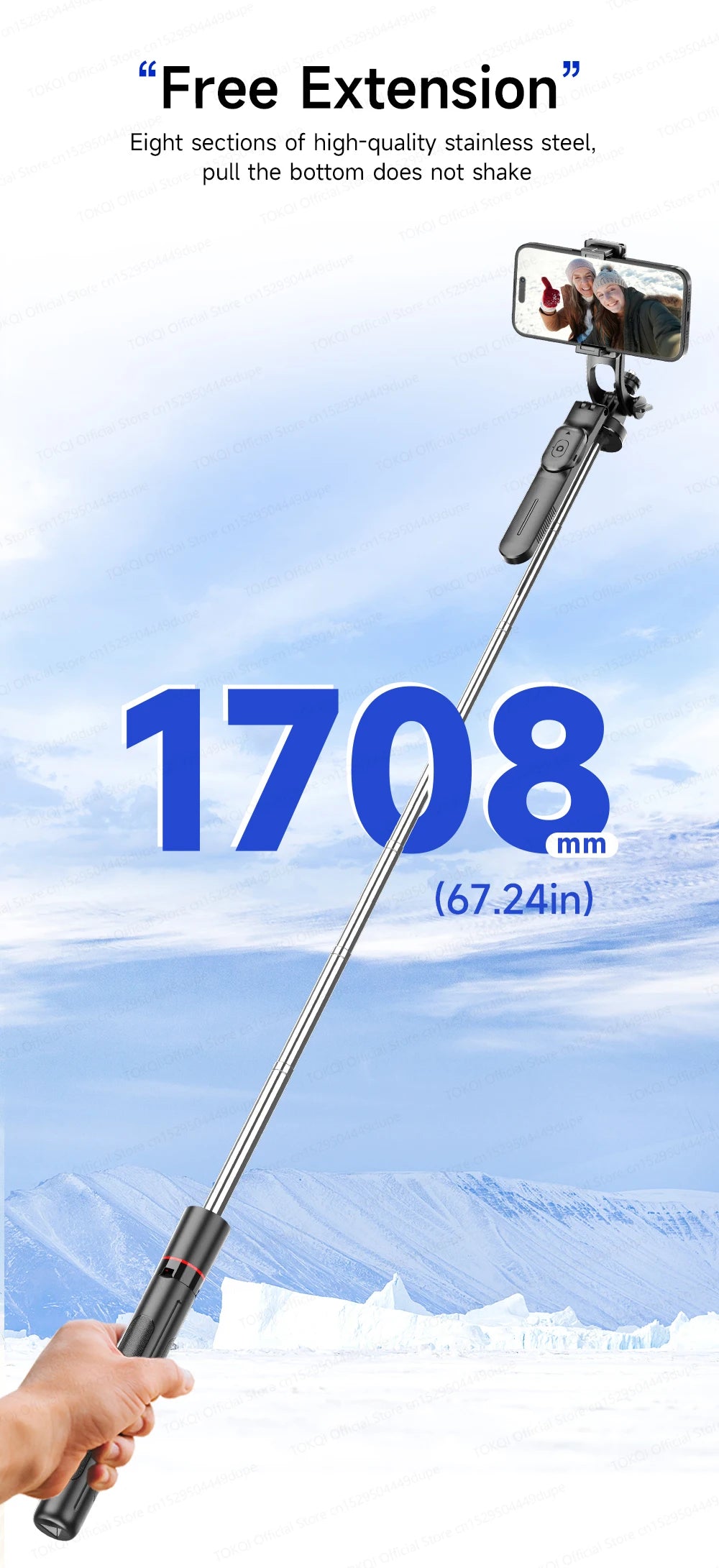 F16 Tripod 1/4'' Interface Extendable Selfie Stick for Smartphone 360° Rotat Shooting Vlog Video Live Broadcast Film with Remote