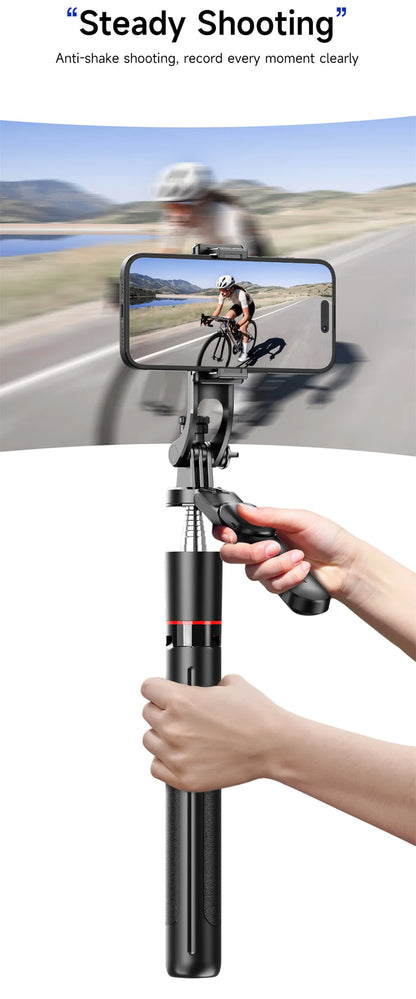 MEUYAG Selfie Stick Tripod with 1708mm Long Monopod Fill Light, Bluetooth Remote, 360° Rotation, 1/4 Interface, for mobile phone