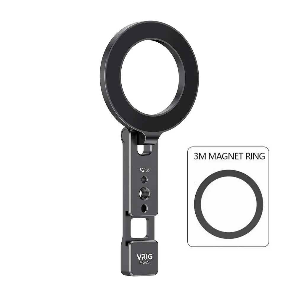VRIG Magnetic Phone Holder Stand MagSafe Cold Shoe Tripod Mount w 1/4 Screw for iPhone Android Phone Desktop Live Streaming Vlog
