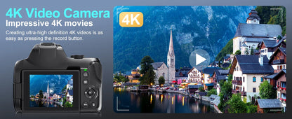 Digital Camera 4K 72MP 12X Optical Zoom UHD Professional photography Flash light Auto-Focus WIFI for INS Youtube Webcast