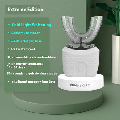 Electric U-Shaped Toothbrush for Adults - Soft-Bristles Teeth Whitening Kit, Oral Care with Auto-Timing & 360° Gum Protection