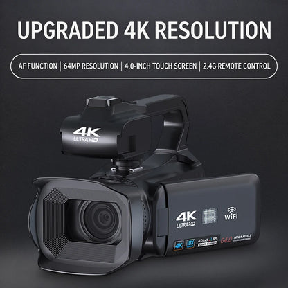 64MP 4K Camcorder 4.0 Inch 270° Rotate Touch Screen 18X 4K UHD Professional Digital Video Camera Youtube Livestream Wifi Webcam