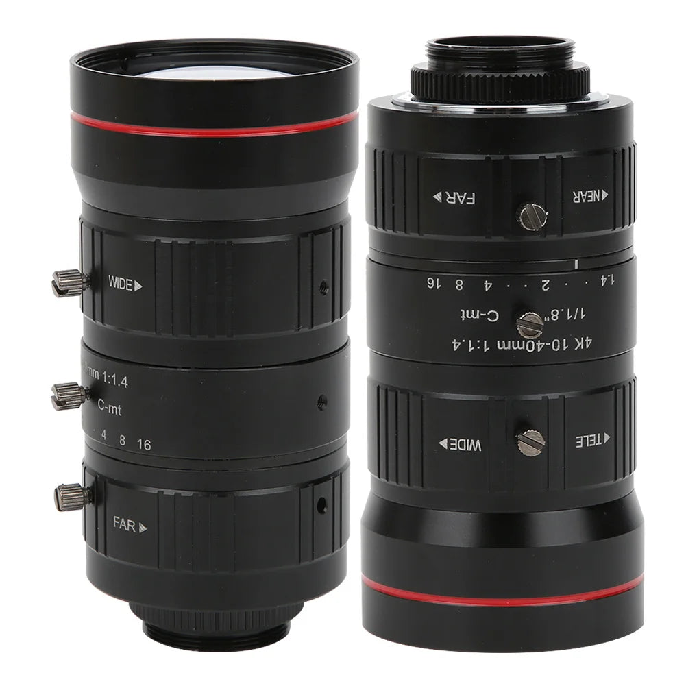 8MP Zoom Industrial Camera Lens C Mount HD 4K Manual Aperture Security CCTV Accessory 10‑40mm Manual Aperture Lens
