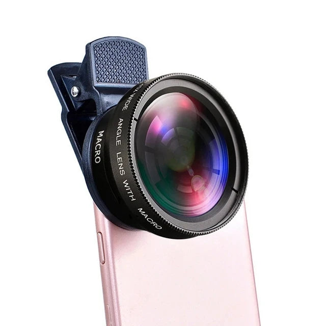 2 Functions Mobile Phone Lens 0.45X Wide Angle Len & 12.5X Macro HD Camera Lens Universal for iPhone Android Phone