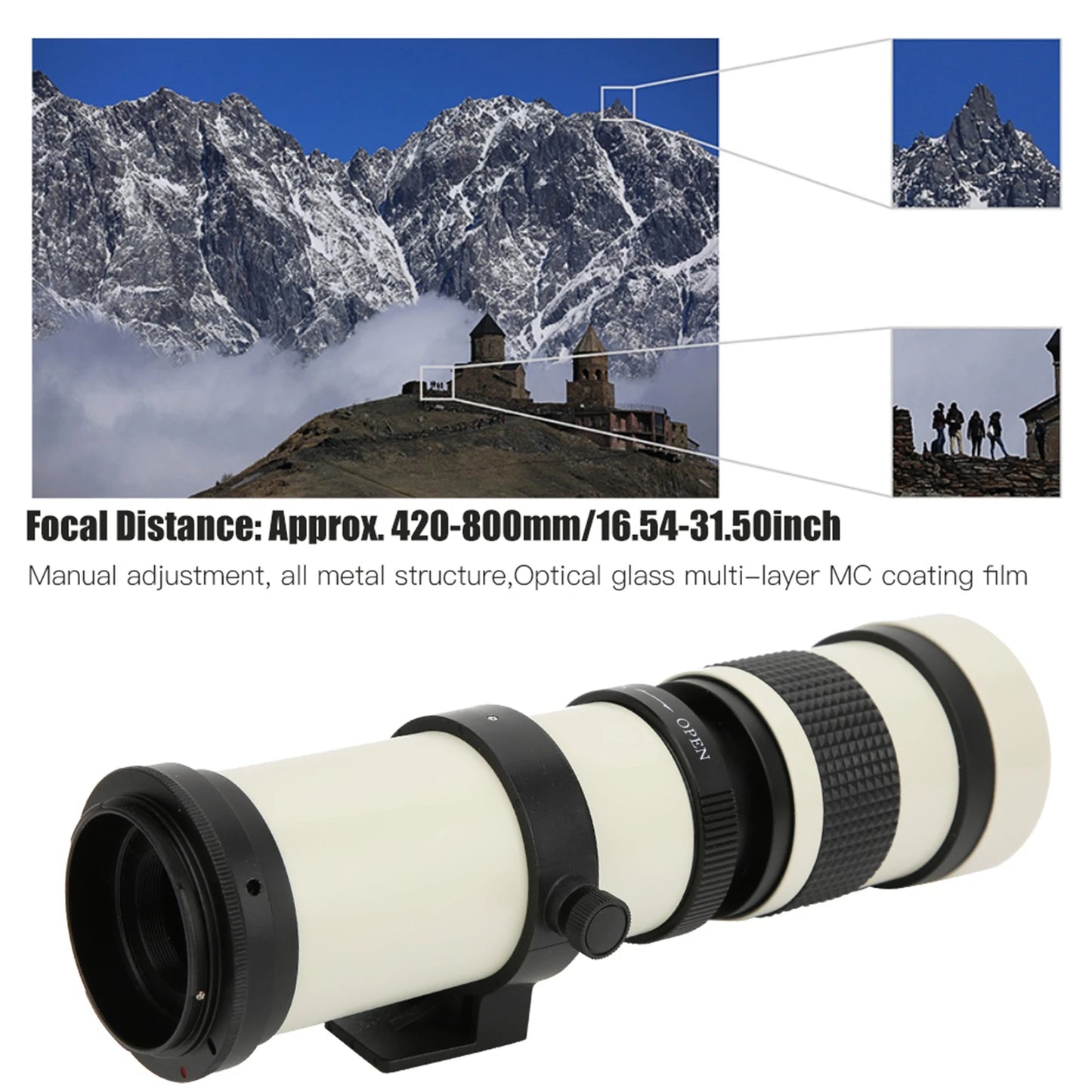 420‑800mm Lens Aperture F 8.3-16 Full Manual Focusing Telescope Zoom Telephoto Lens for EF‑S Mount Camera Lens