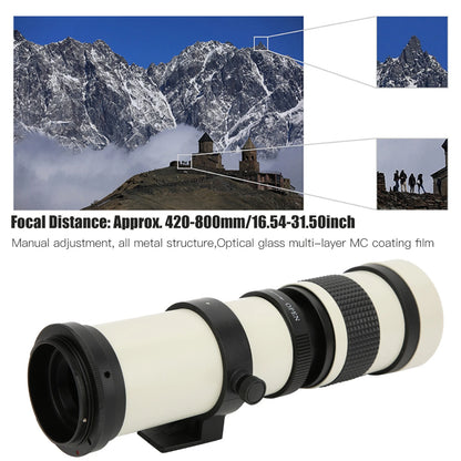 420‑800mm Lens Aperture F 8.3-16 Full Manual Focusing Telescope Zoom Telephoto Lens for EF‑S Mount Camera Lens