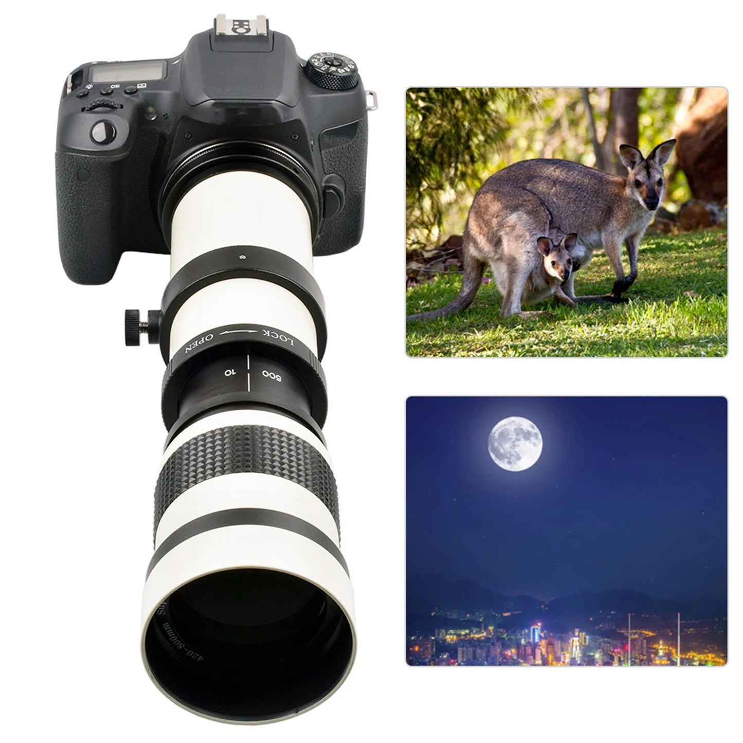 420‑800mm Lens Aperture F 8.3-16 Full Manual Focusing Telescope Zoom Telephoto Lens for EF‑S Mount Camera Lens