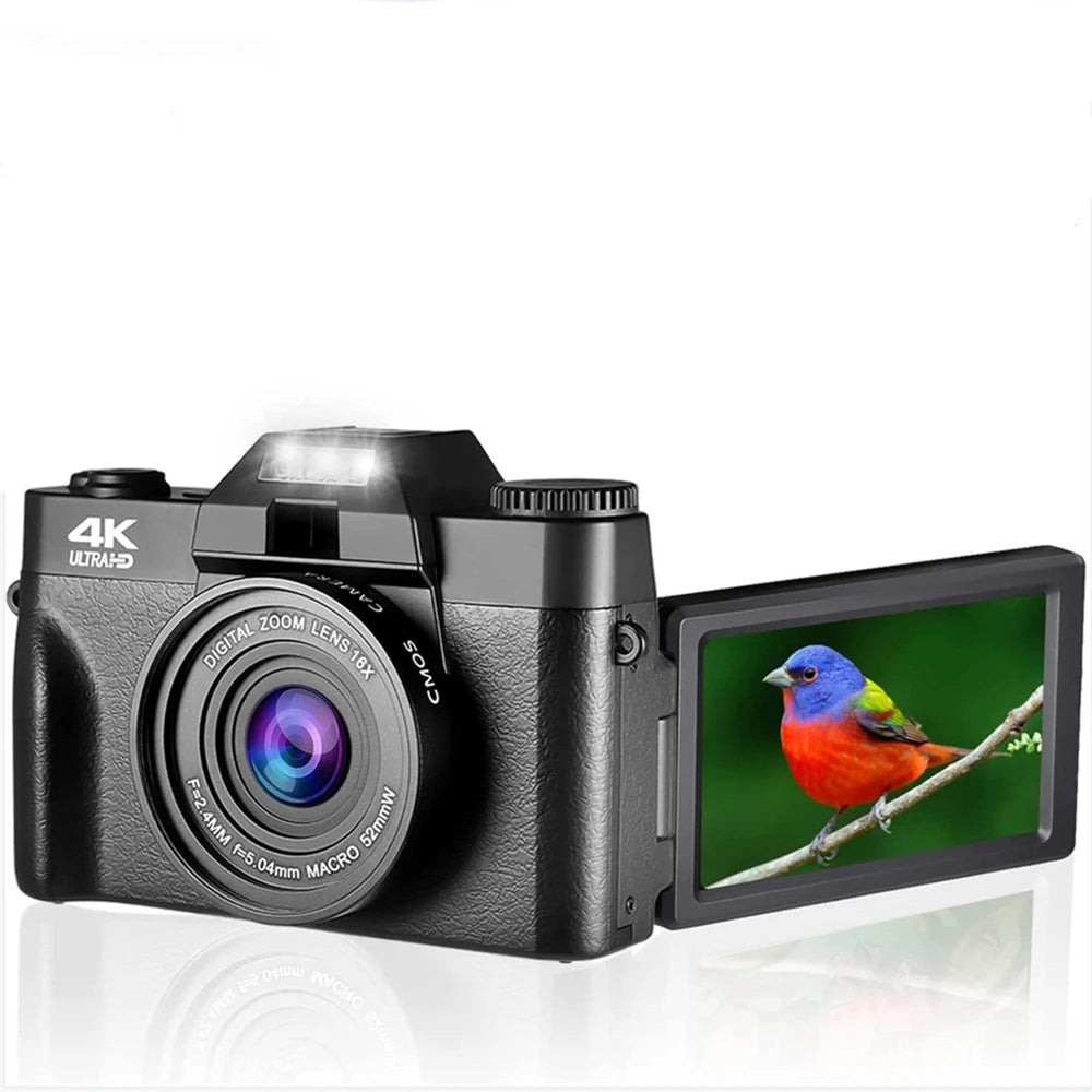 4K Digital Camera for Photography 16X Digital Zoom Vlogging Camera for YouTube 64MP WiFi Auto Focus Video Camera 3" Flip Screen