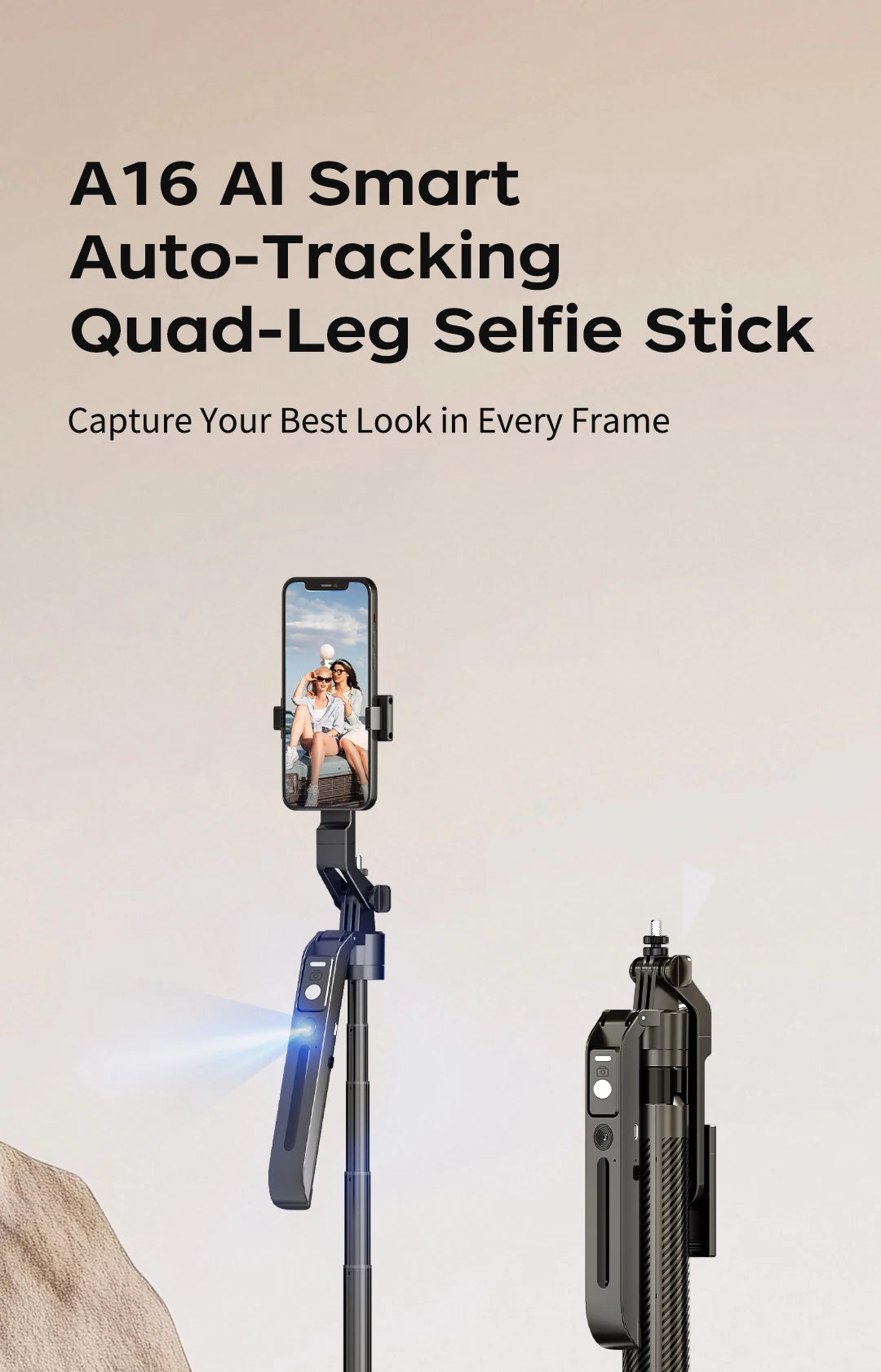 360° AI Face Tracking Gimbal Stabilizer Anti-Shake Telescopic Selfie Stick Tripod Phone Holder Smartphone Vlog Live Photography