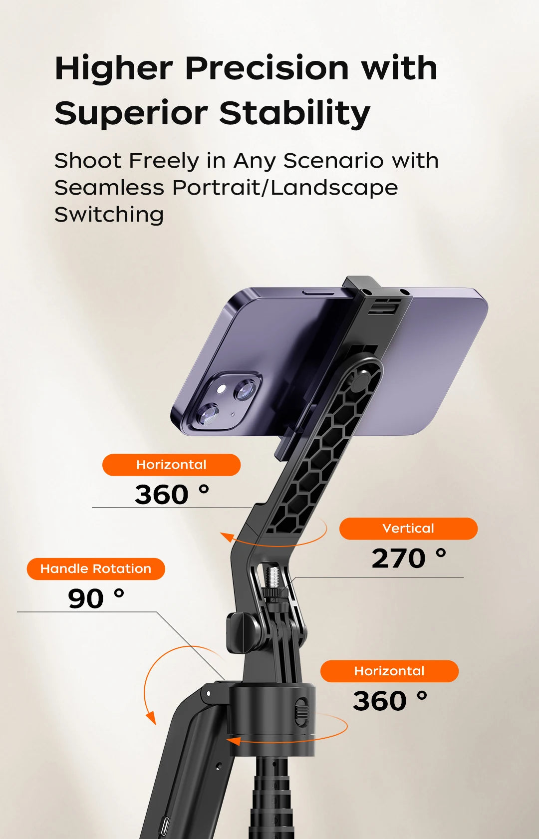 360° AI Face Tracking Gimbal Stabilizer Anti-Shake Telescopic Selfie Stick Tripod Phone Holder Smartphone Vlog Live Photography