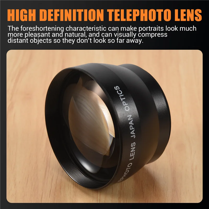 CABE-52Mm 2X Magnification Telephoto Lens For Nikon AF-S 18-55Mm 55-200Mm Lens Camera
