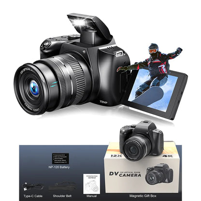 4K Digital Camera Professional photography 12X Optical Zoom 72MP Auto-Focus WIFI Flash Light For Tiktok Ins Youtube Webcast