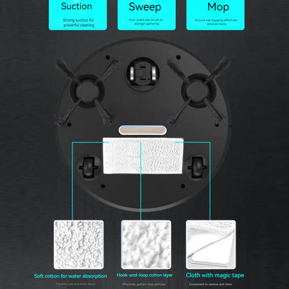 3 In 1 Robot Vacuum Cleaner Multi-Purpose Strong Power Sweeping Machine Rechargeable Automatic Cleaning Machine for Dust Remove