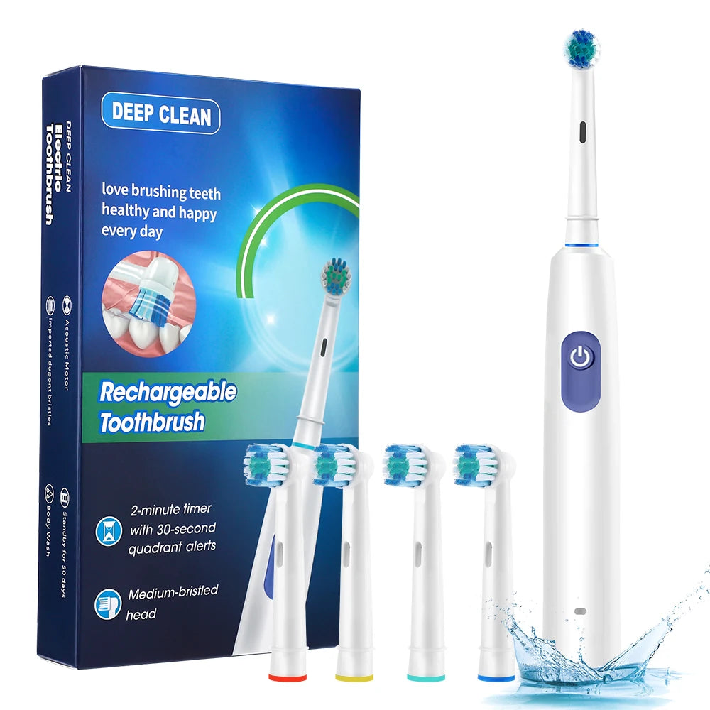 Electric ToothbrushRotating for Adults Deep Cleaning Teeth Tooth Brush Rechargeable Power Smart Timer with 8 Brush Heads