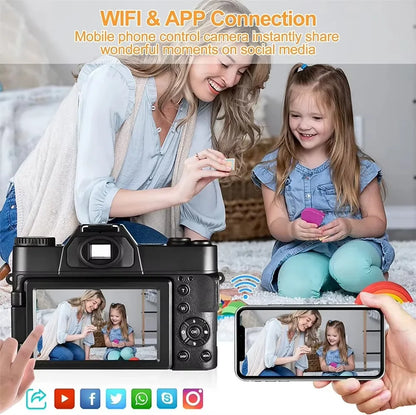 4K Compact Digital Photography Camera 16X 48MP Electronic Image Stabilization vlog Tiktok Ins Youtube Camcorder 3" Flip Screen