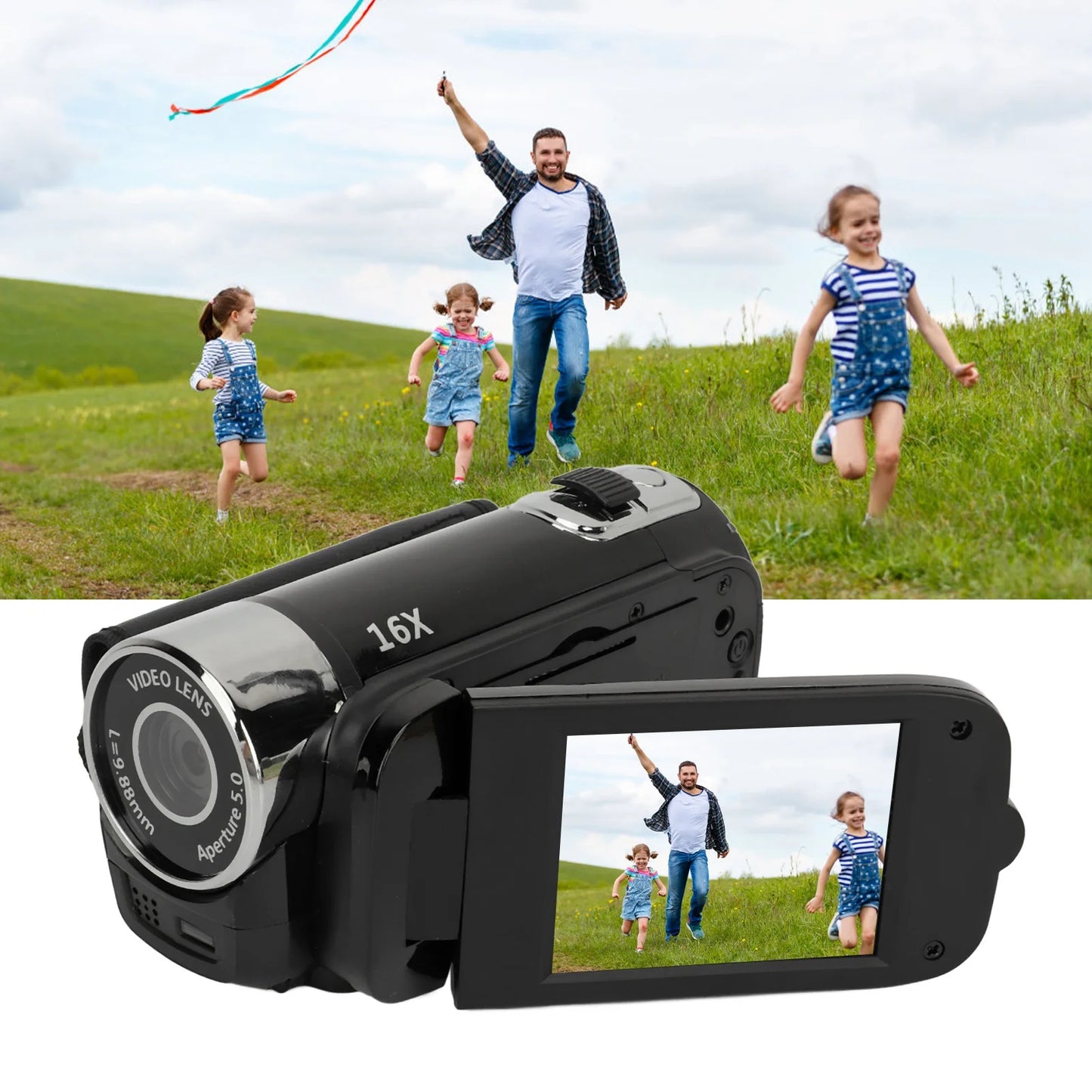 D90 1080P 16MP Digital Camera 2.4 Inch Rotatable Screen Camcorder 16X Zoom HD Video Recorder with Fill Light HD Video Camcorder