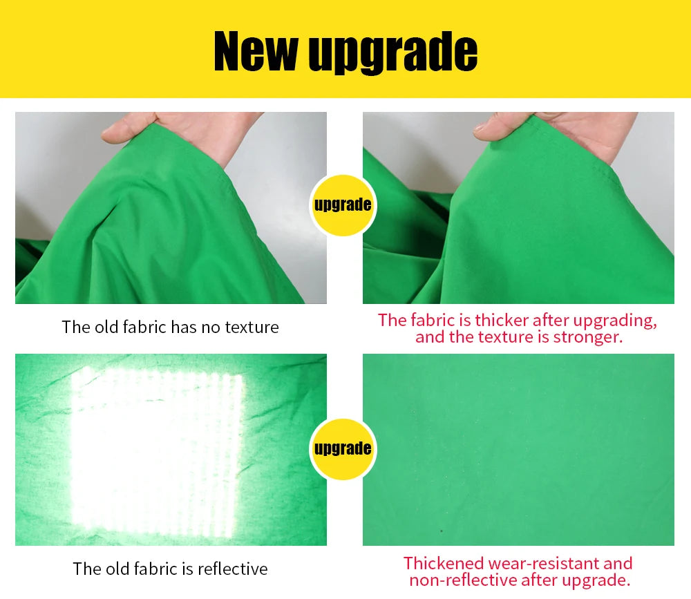 SH Green Screen 2.4X4M Collapsible Chroma Key Backdrop Wrinkle-Resistant Fabric Ultra-Quick Setup background removal for Stream